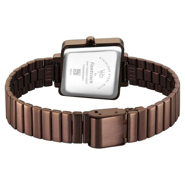 Fastrack FV60098QM01 | Vyb Striker By Fastrack Quartz Analog Brown Dial Brown Metal Strap Watch For Girls