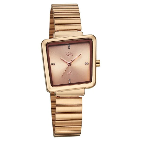 Fastrack FV60098WM02W | Vyb Striker By Fastrack Quartz Analog Rose Gold Dial Rose Gold Metal Strap Watch For Girls