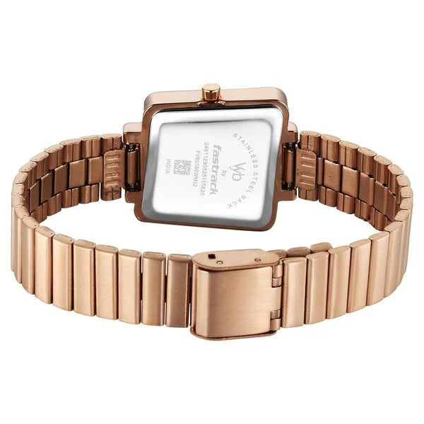 Fastrack FV60098WM02W | Vyb Striker By Fastrack Quartz Analog Rose Gold Dial Rose Gold Metal Strap Watch For Girls