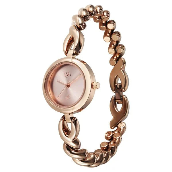 Fastrack FV60099WM01W | Vyb Siren By Fastrack Quartz Analog Pink Dial Rose Gold Stainless Steel Strap Watch For Girls