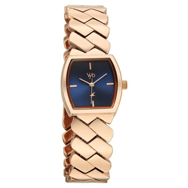 Fastrack FV60112WM01 | Vyb Showstopper By Fastrack Quartz Analog Blue Dial Rose Gold Metal Strap Watch For Girls