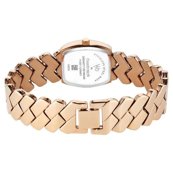 Fastrack FV60112WM01 | Vyb Showstopper By Fastrack Quartz Analog Blue Dial Rose Gold Metal Strap Watch For Girls