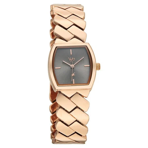Fastrack FV60112WM02 | Vyb Showstopper By Fastrack Quartz Analog Grey Dial Rose Gold Metal Strap Watch For Girls