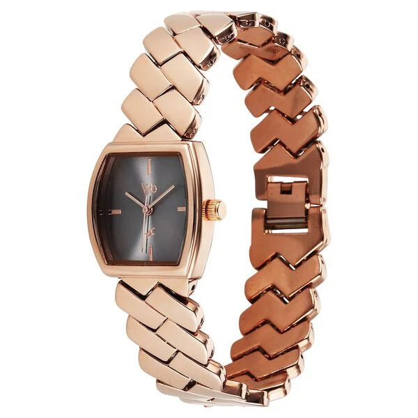 Fastrack FV60112WM02 | Vyb Showstopper By Fastrack Quartz Analog Grey Dial Rose Gold Metal Strap Watch For Girls