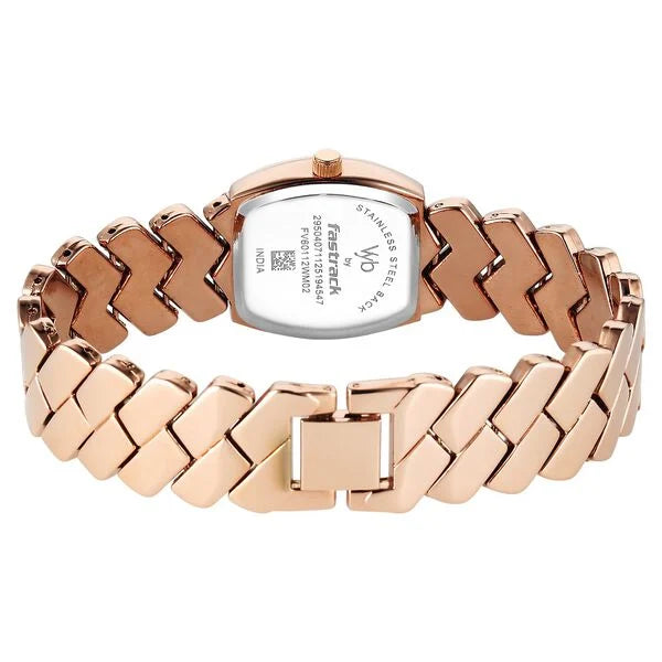 Fastrack FV60112WM02 | Vyb Showstopper By Fastrack Quartz Analog Grey Dial Rose Gold Metal Strap Watch For Girls