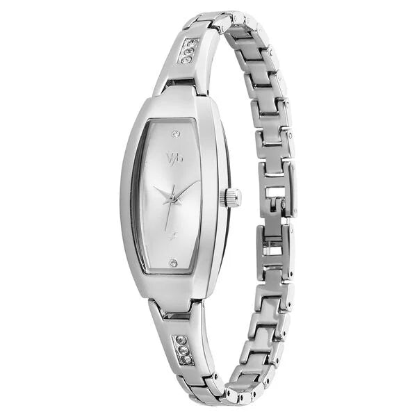 Fastrack FV60113SM01 | Vyb Manifester By Fastrack Quartz Analog Silver Dial Silver Stainless Steel Strap Watch For Girls