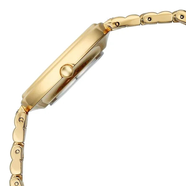 Fastrack FV60115YM01 | Vyb Iconiqu  By Fastrack Quartz Analog Green Dial Golden Metal Strap Watch For Girls