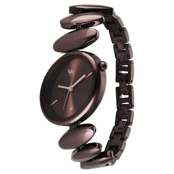 Fastrack FV60120QM01 | Vyb Successor By Fastrack Quartz Analog Brown Dial Brown Metal Strap Watch For Girls