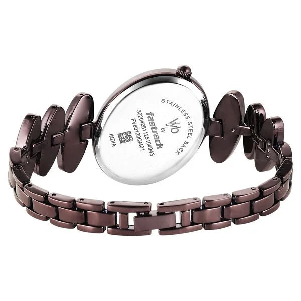 Fastrack FV60120QM01 | Vyb Successor By Fastrack Quartz Analog Brown Dial Brown Metal Strap Watch For Girls