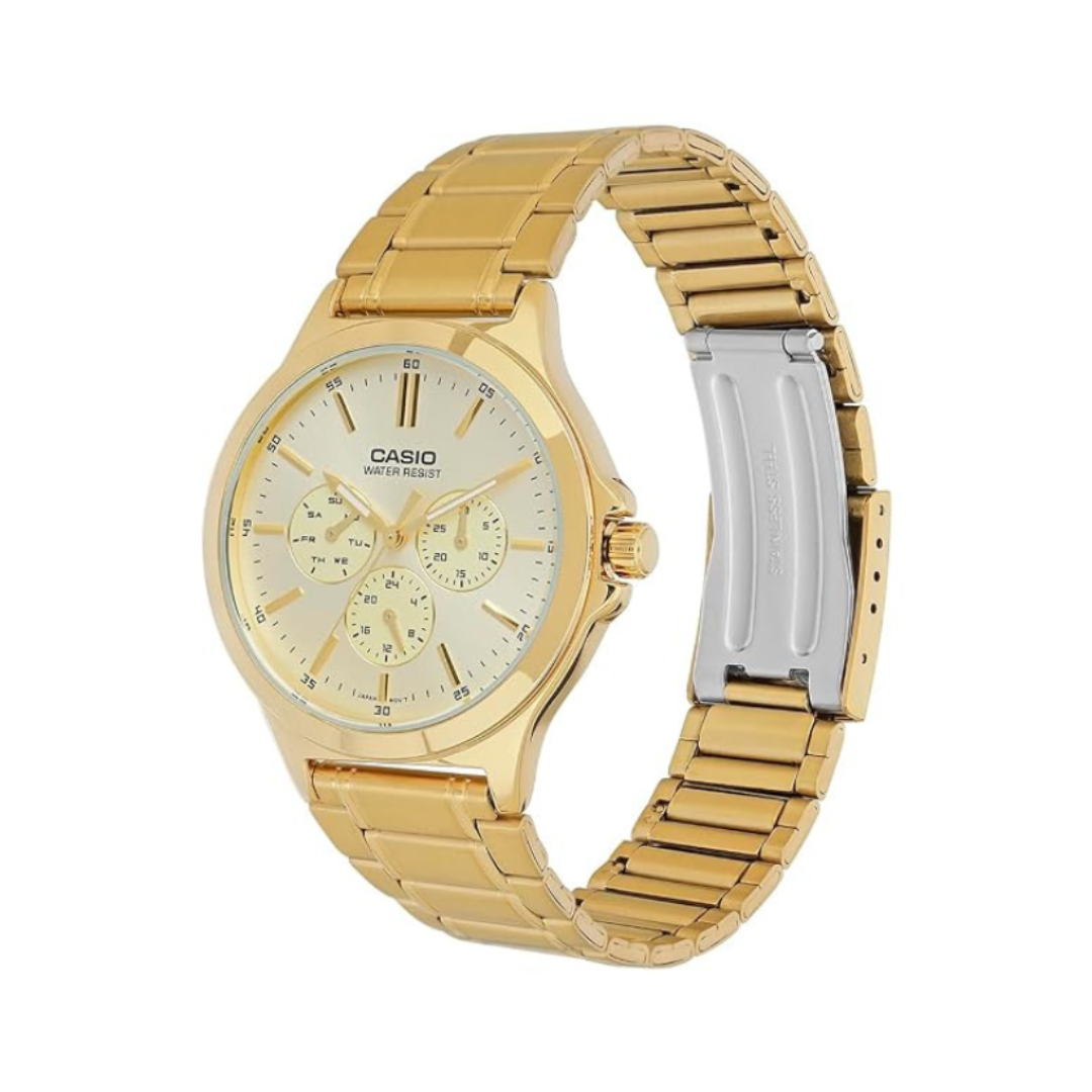 Casio MTP-V300G-9AUDF A2319 | Enticer Men Quartz Gold Dial Multi-Function Stainless Steel Watch