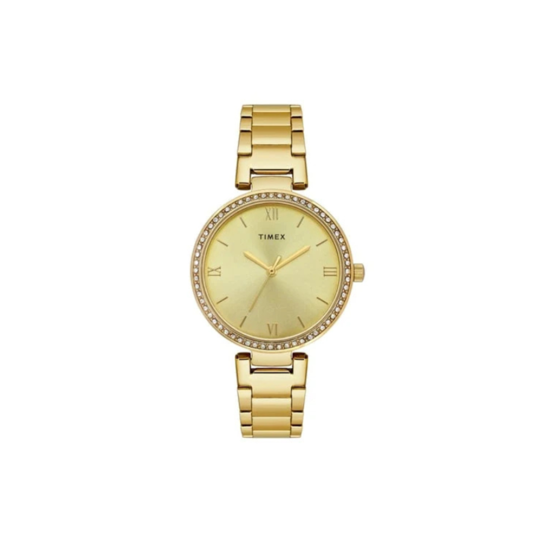 Timex TWEL18712 | Trendline Women Quartz Champagne Dial Analog Stainless Steel Watch
