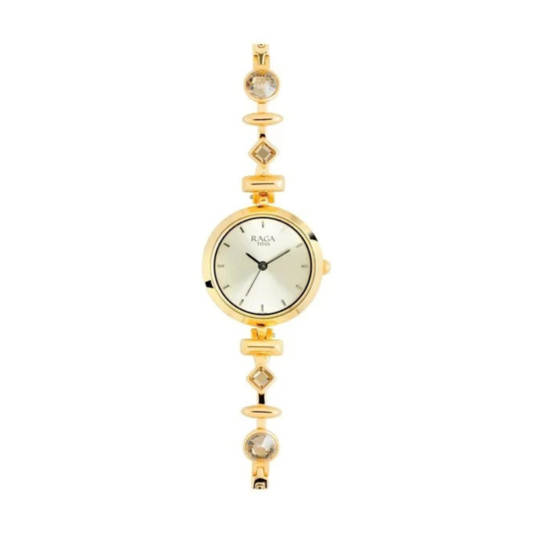 Titan 2606YM05 | Titan Raga Facets Champagne Dial Analog Stainless Steel Strap Watch for Women