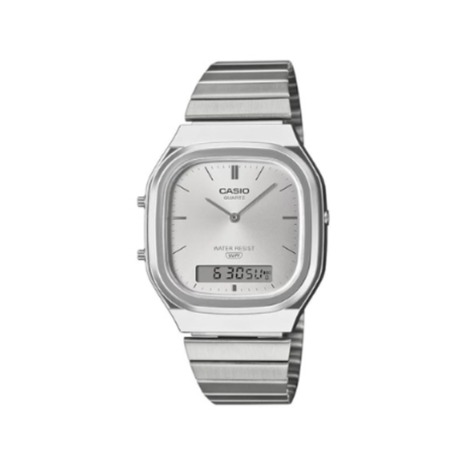 Casio AQ-240E-7A D420 | Vintage Unisex Quartz Silver Dial Analog-Digital Stainless Steel Watch