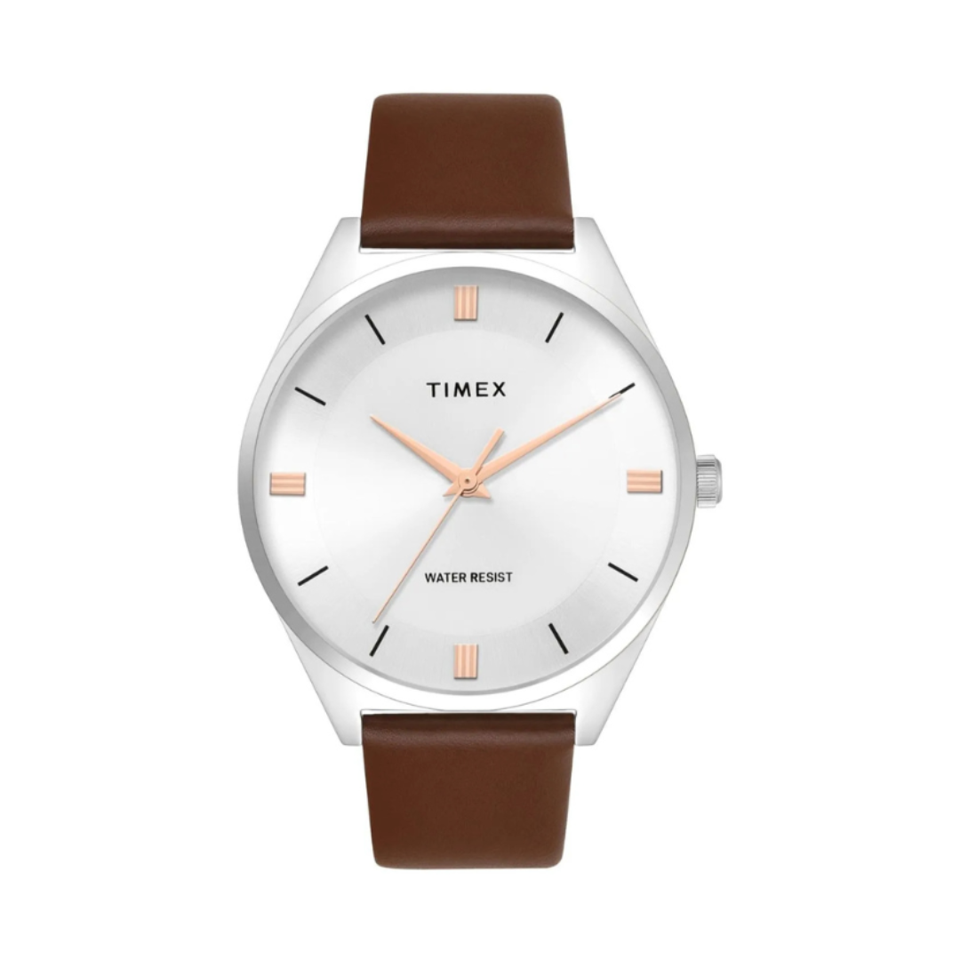 Timex TWTG14601T | Trendline Men Quartz Silver Dial Analog Leather Watch.