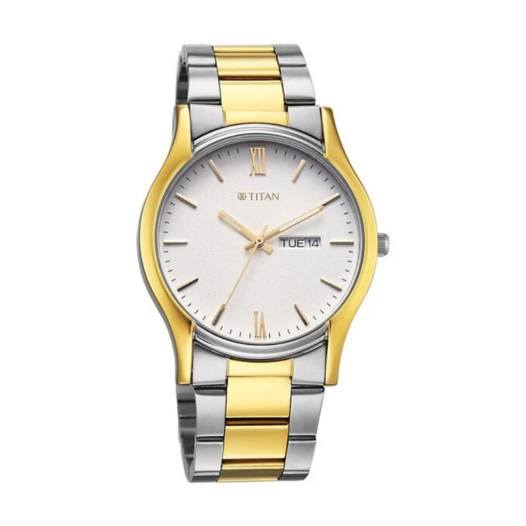 Titan 10059BM03 | Titan Karishma Regal Classic Day-Date Men's Dress Watch.