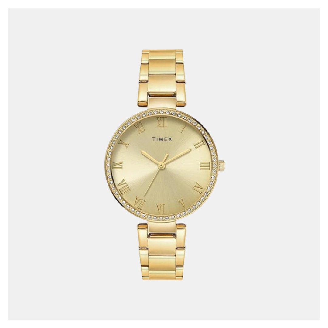 Timex TWEL18712 | Trendline Women Quartz Champagne Dial Analog Stainless Steel Watch