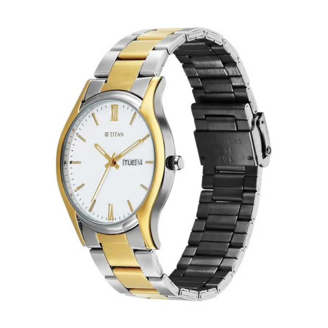 Titan 10059BM03 | Titan Karishma Regal Classic Day-Date Men's Dress Watch.
