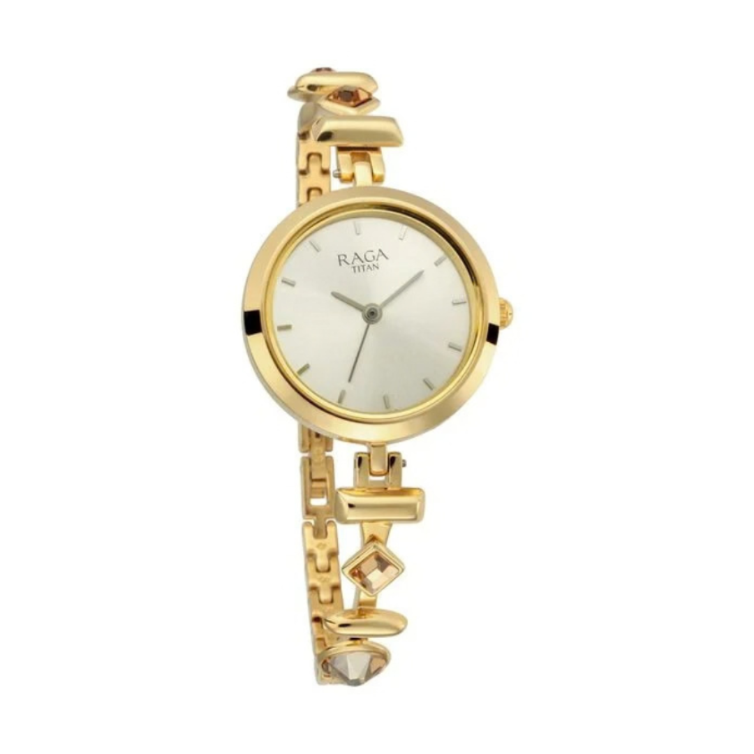 Titan 2606YM05 | Titan Raga Facets Champagne Dial Analog Stainless Steel Strap Watch for Women