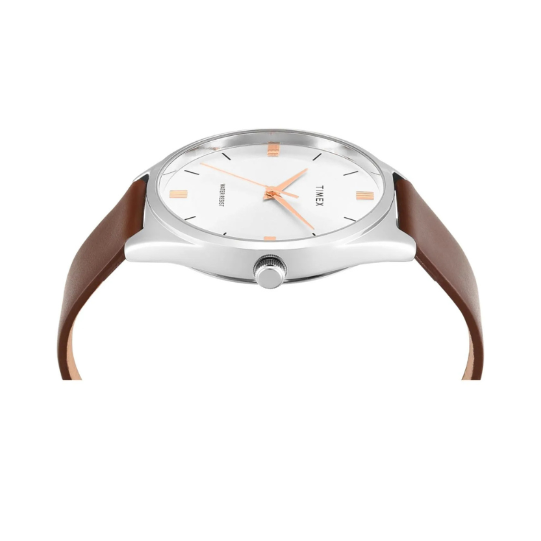 Timex TWTG14601T | Trendline Men Quartz Silver Dial Analog Leather Watch.