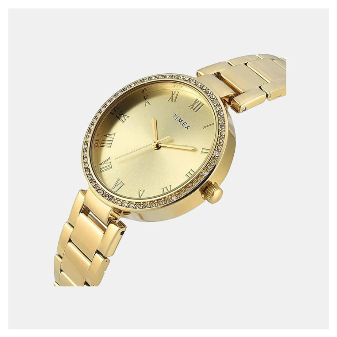 Timex TWEL18712 | Trendline Women Quartz Champagne Dial Analog Stainless Steel Watch
