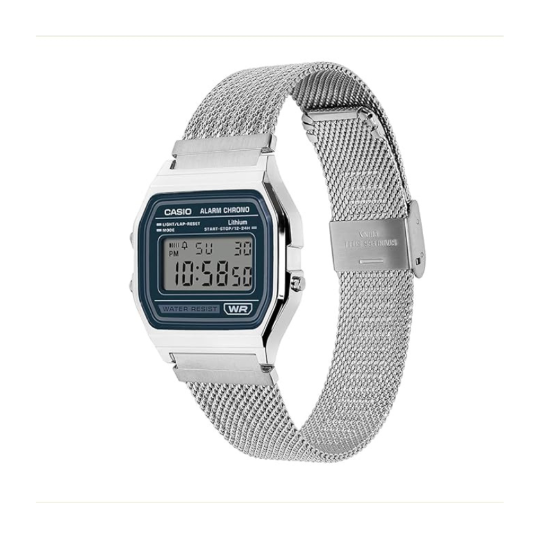 Casio A158WEM-3DF D413 | Unisex Quartz Green Dial Digital Stainless Steel Watch.