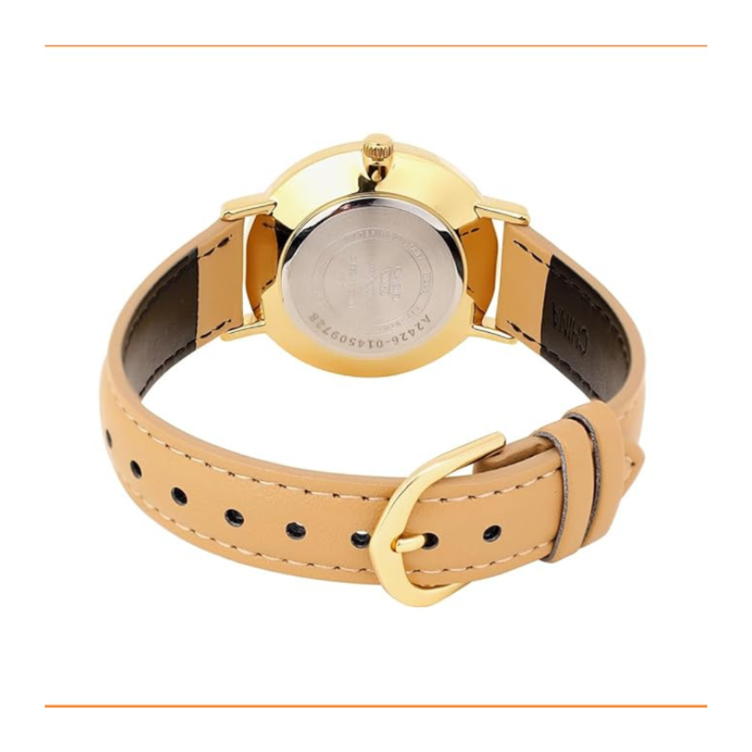 Casio LTP-VT03GL-4BDF A2426 | Enticer Women Quartz Gold Dial Analog Leather Watch