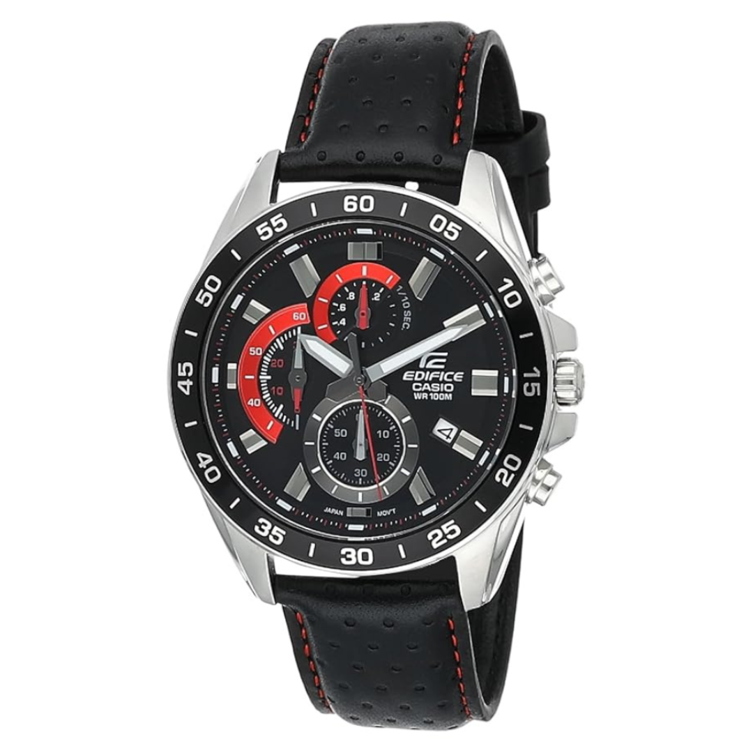 Casio EFV-550L-1AVUDF ED557 | Edifice Men Quartz Black Dial Chronograph Leather Watch