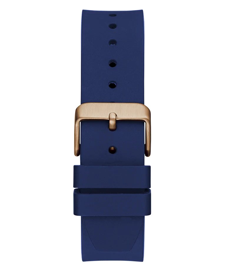 Guess GW0663G3 | ASSET Men Blue Round Dial Analog Watch Leather Strap.