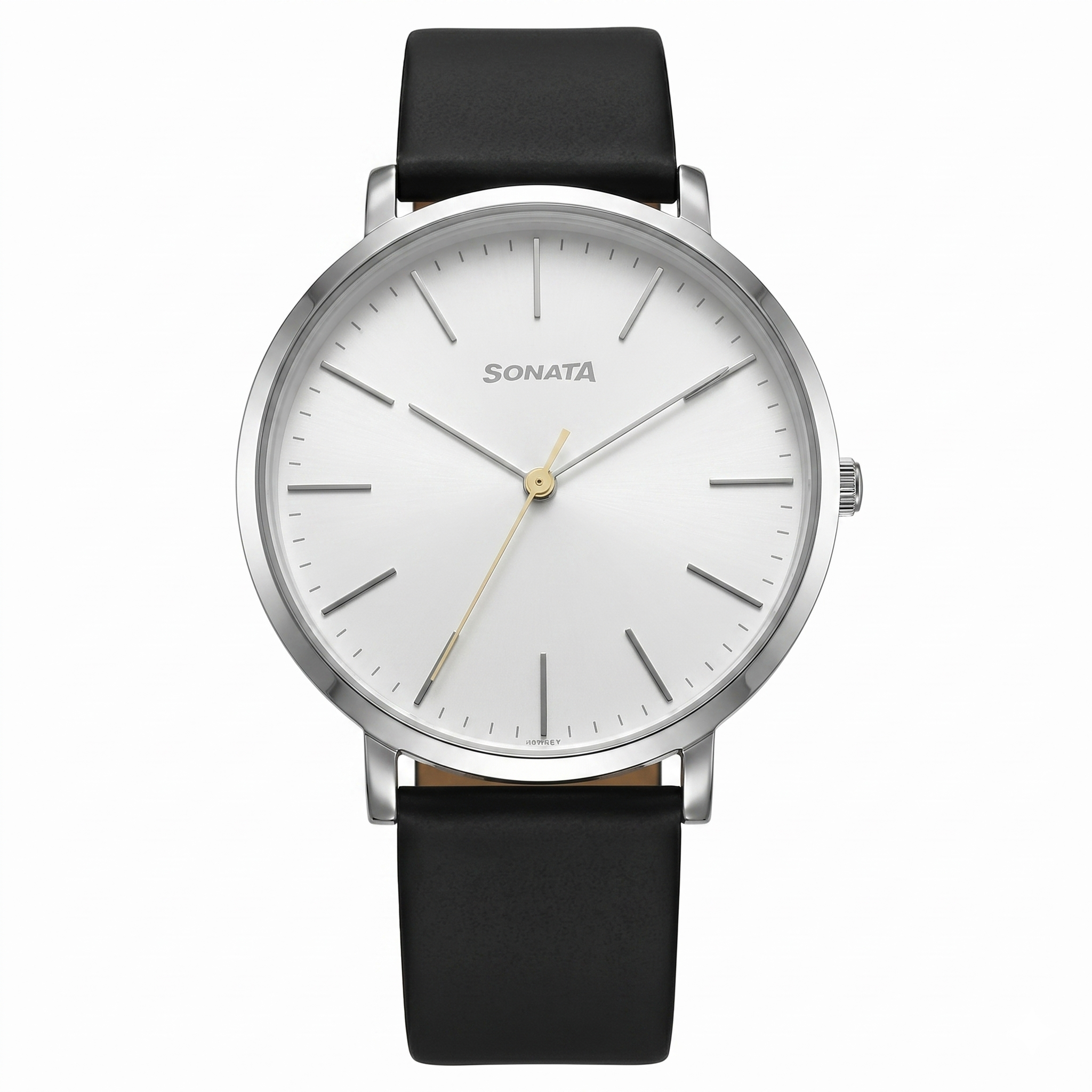 Sonata 77150SL01 | Sonata Ascent Quartz Analog White Dial Leather Strap Watch For Men