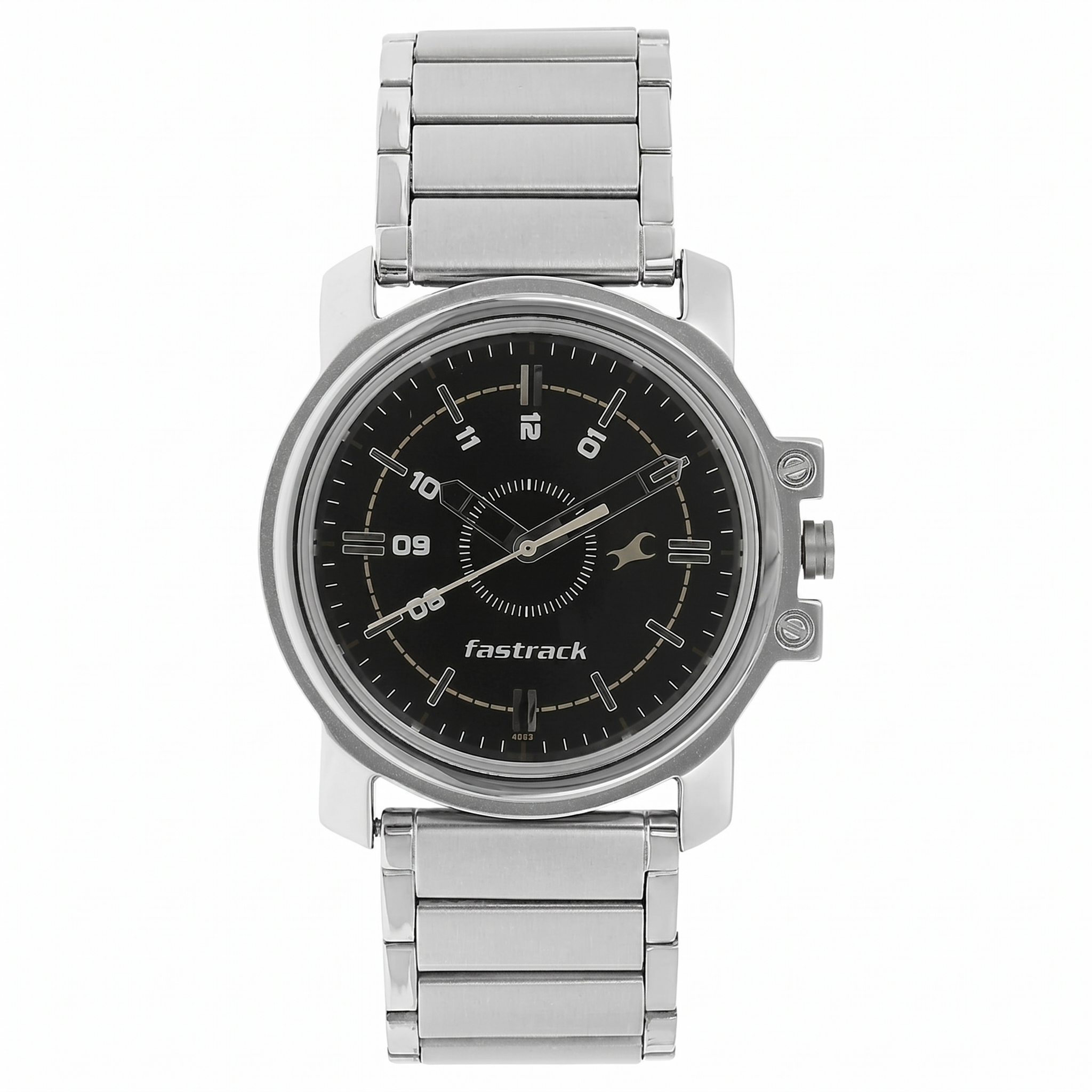Fastrack NG3039SM02C | Fastrack Quartz Analog Black Dial Stainless Steel Strap Watch for Guys