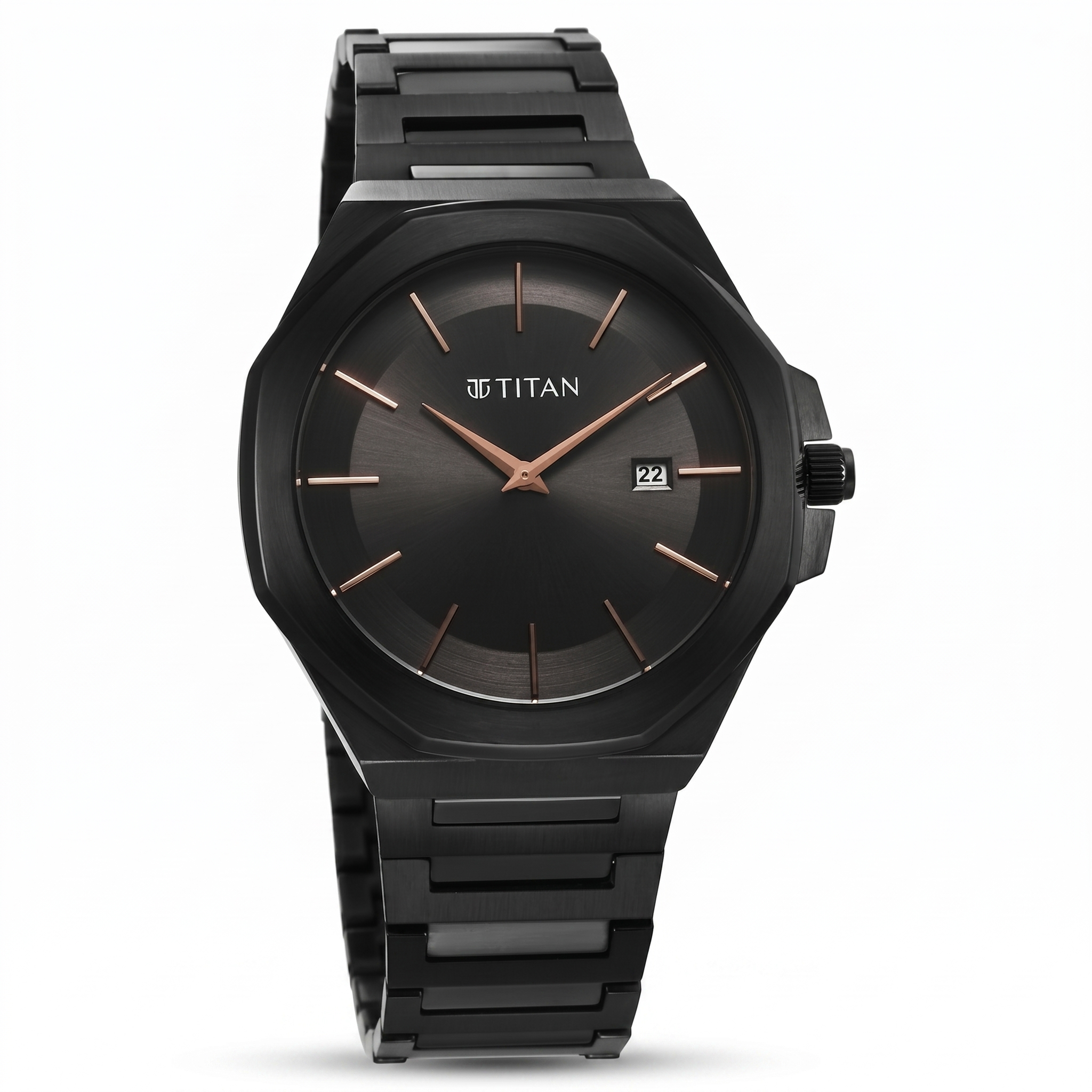 Titan 90167NM01 | Titan Classic Slim Quartz Analog with Date Black Dial Stainless Steel Strap Watch for Men