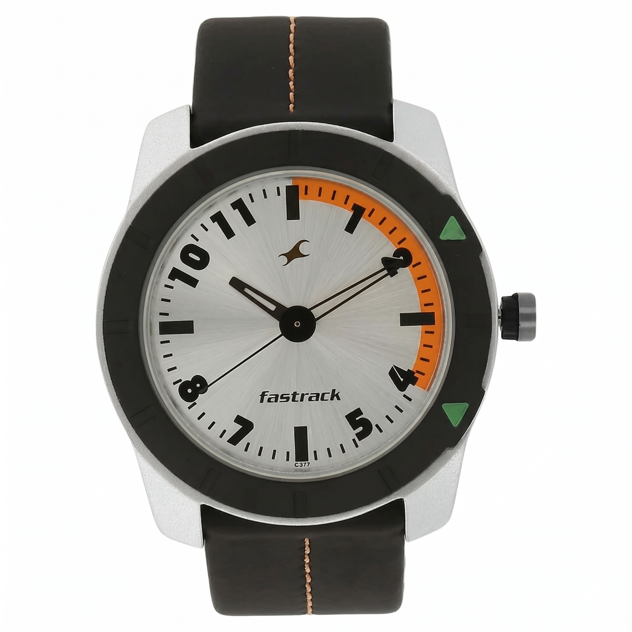 Fastrack NS3015AL01 | Fastrack Quartz Analog Silver Dial Leather Strap Watch for Guys