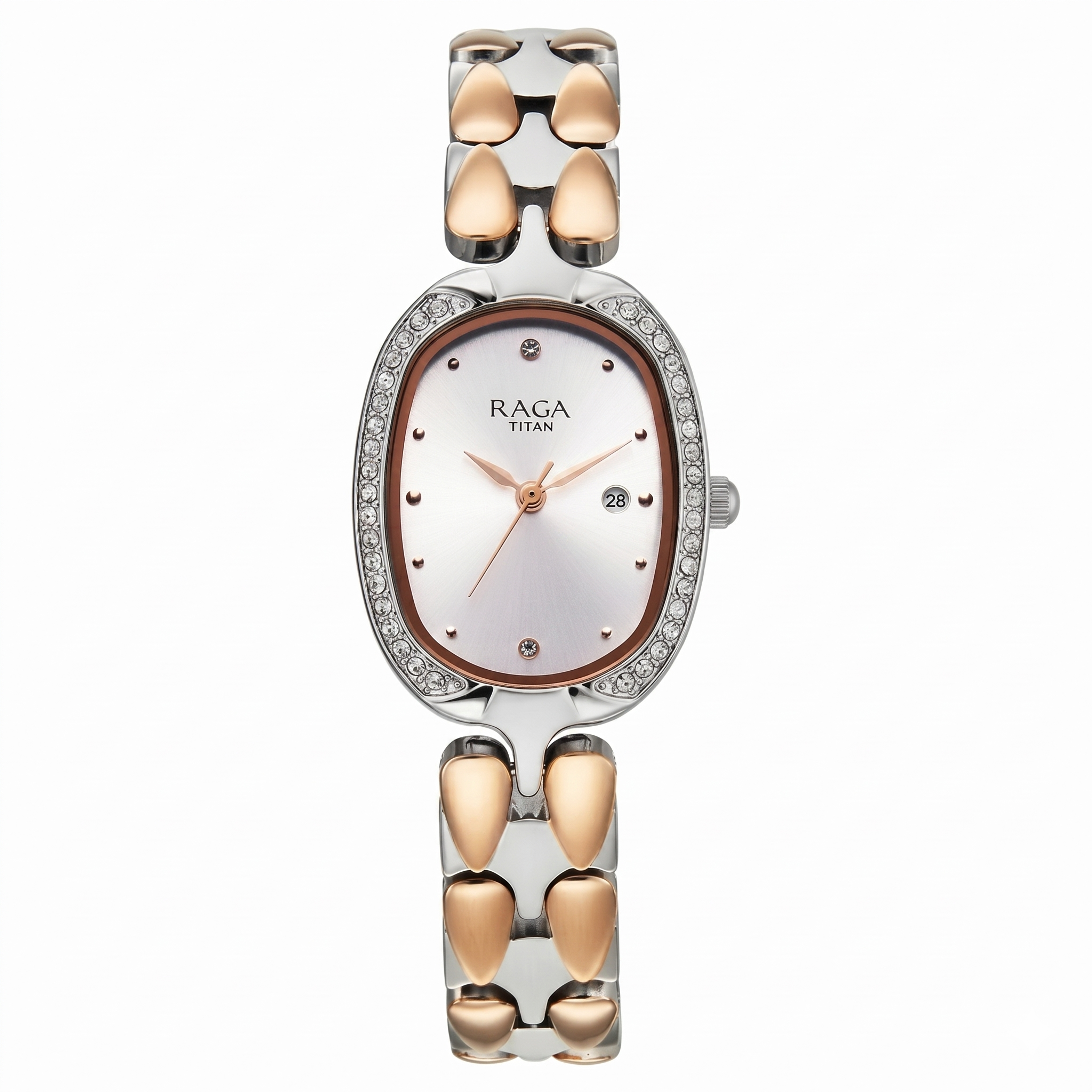 Titan 95347KM01 | Titan Raga Showstopper Quartz Analog Silver Dial Two Toned Metal Strap Watch For Women