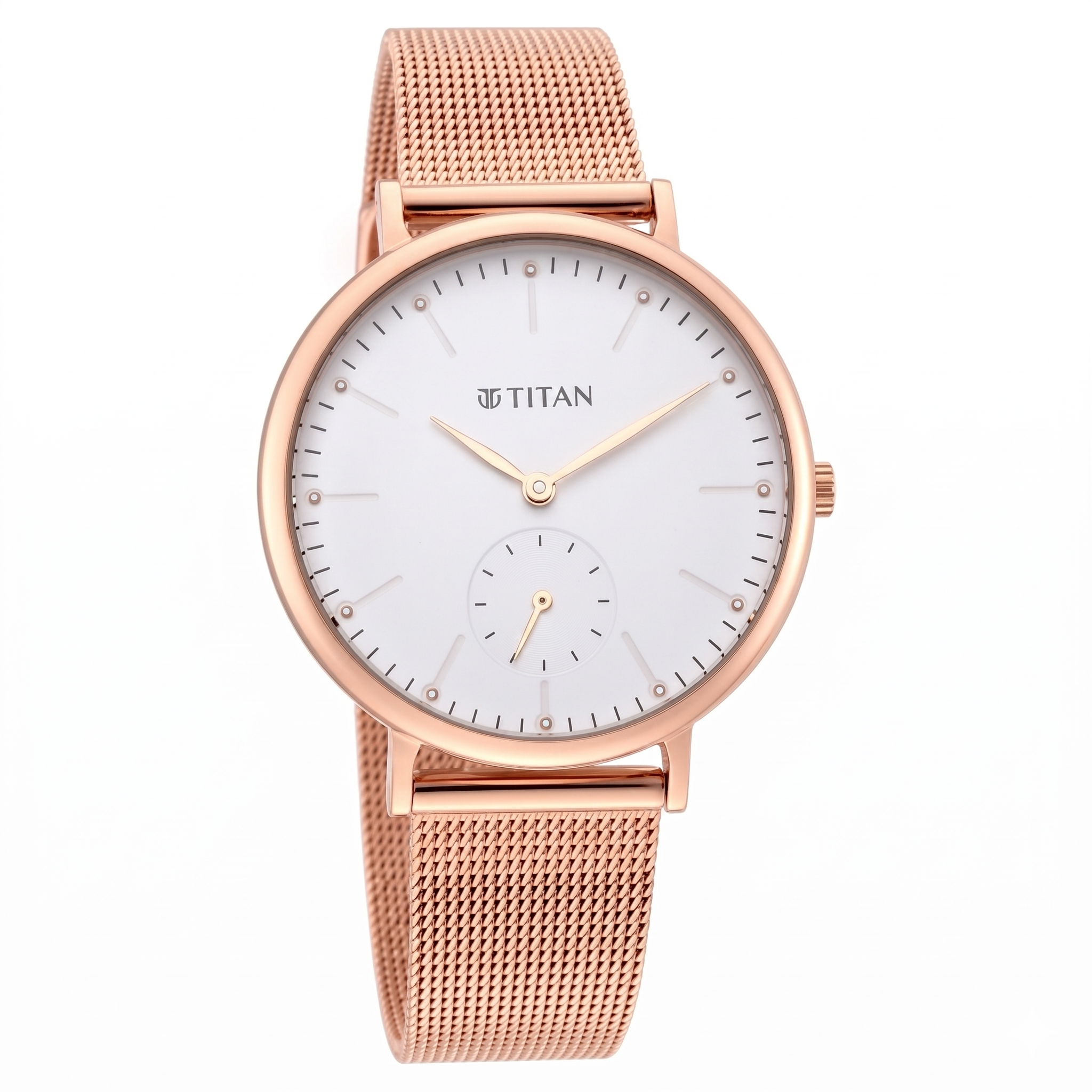 Titan 95142WM01 | Titan Slimline White Dial Analog with Date Stainless Steel Strap watch for Women