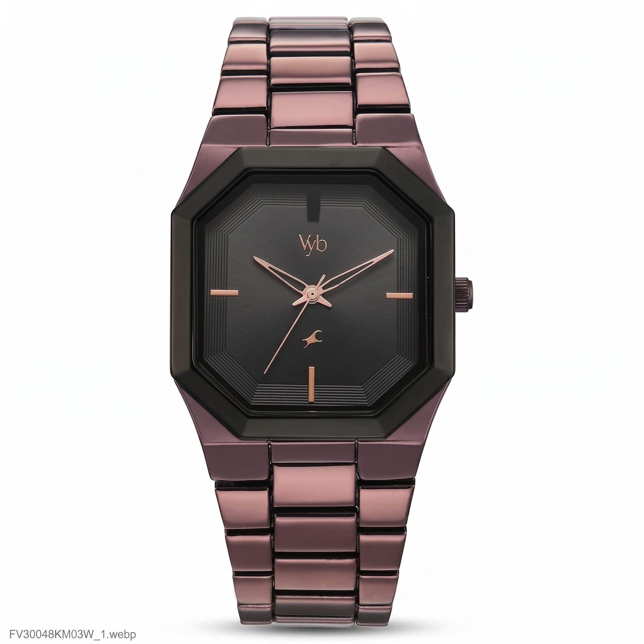Fastrack FV30048KM03W | Vyb Pioneer By Fastrack Quartz Analog Black Dial Brown Metal Strap Watch For Guys
