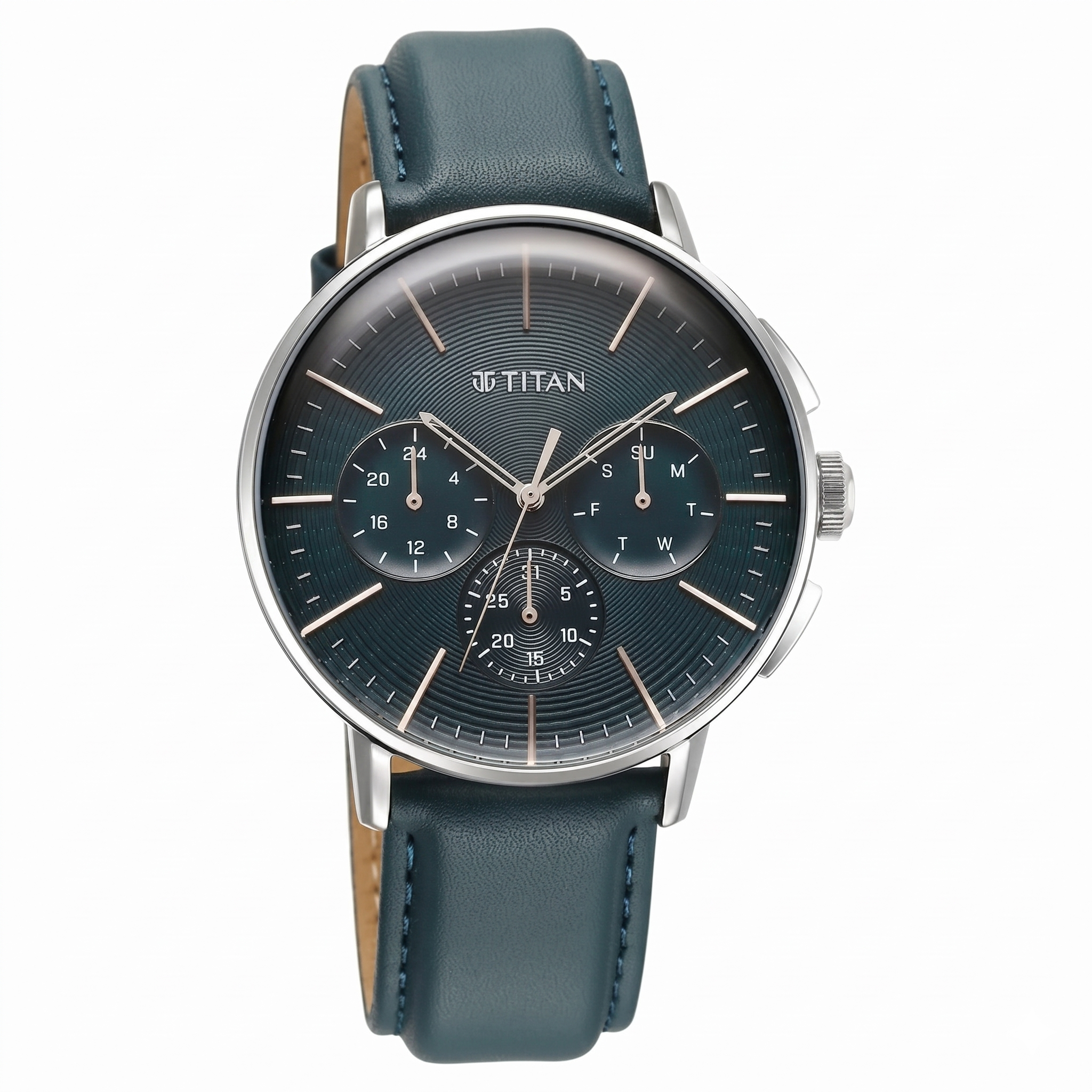 Titan 90200SL03 | Titan Light leathers Multifunction Silver Dial Leather Strap Watch For Men