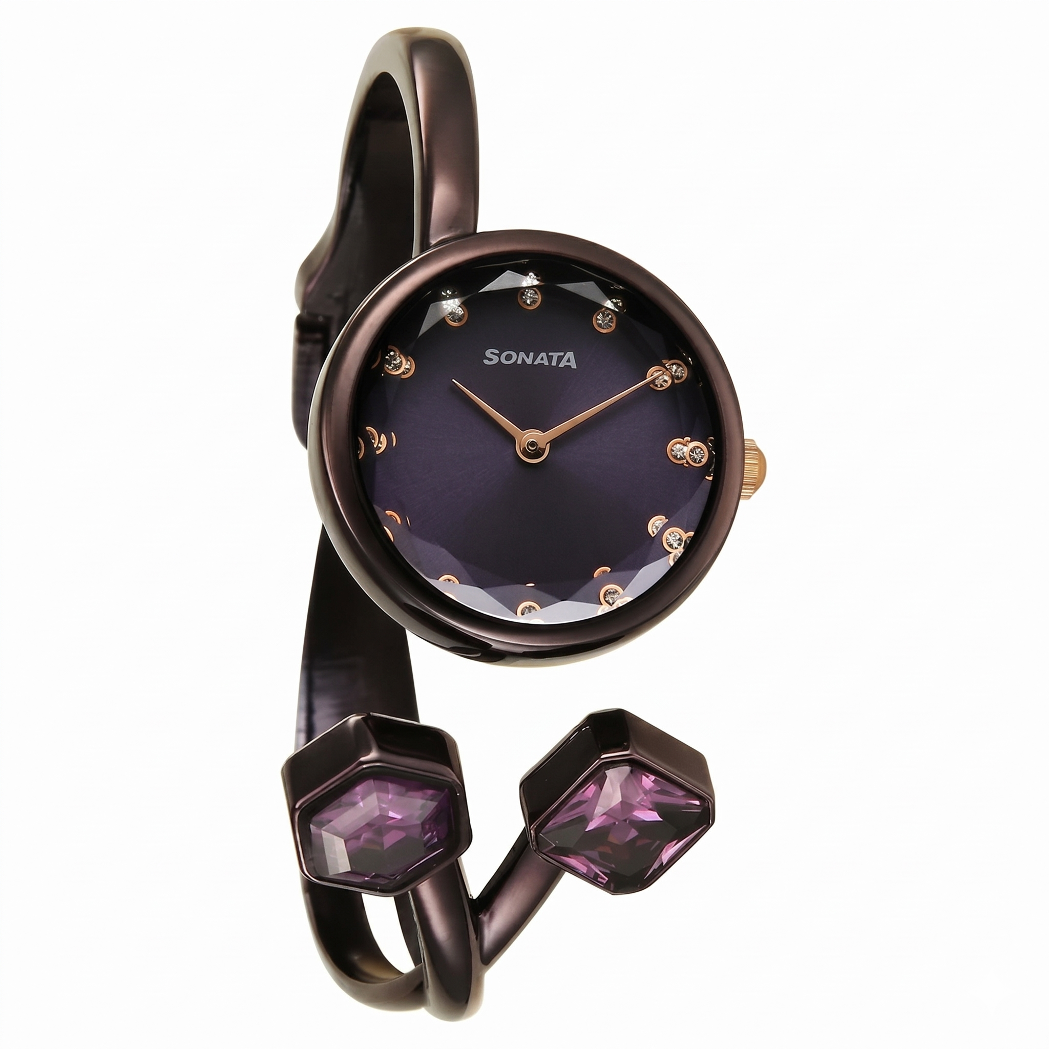 Sonata 87094KM01 | Sonata Aura Quartz Analog Purple Dial Purple Stainless Steel Strap Watch For Women