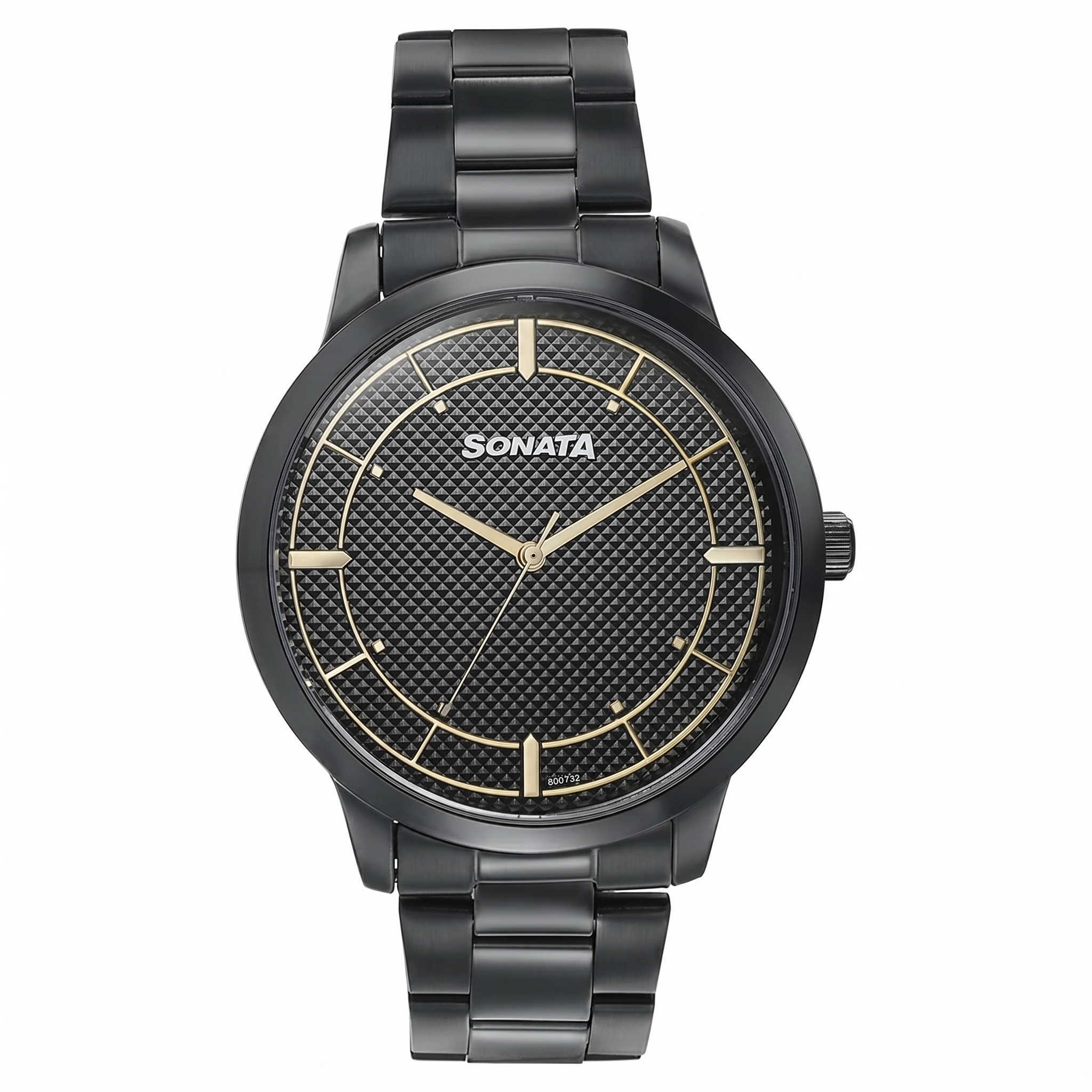 Sonata 77148NM01 | Sonata Quartz Analog Black Dial Black Stainless Steel Strap Watch For Men
