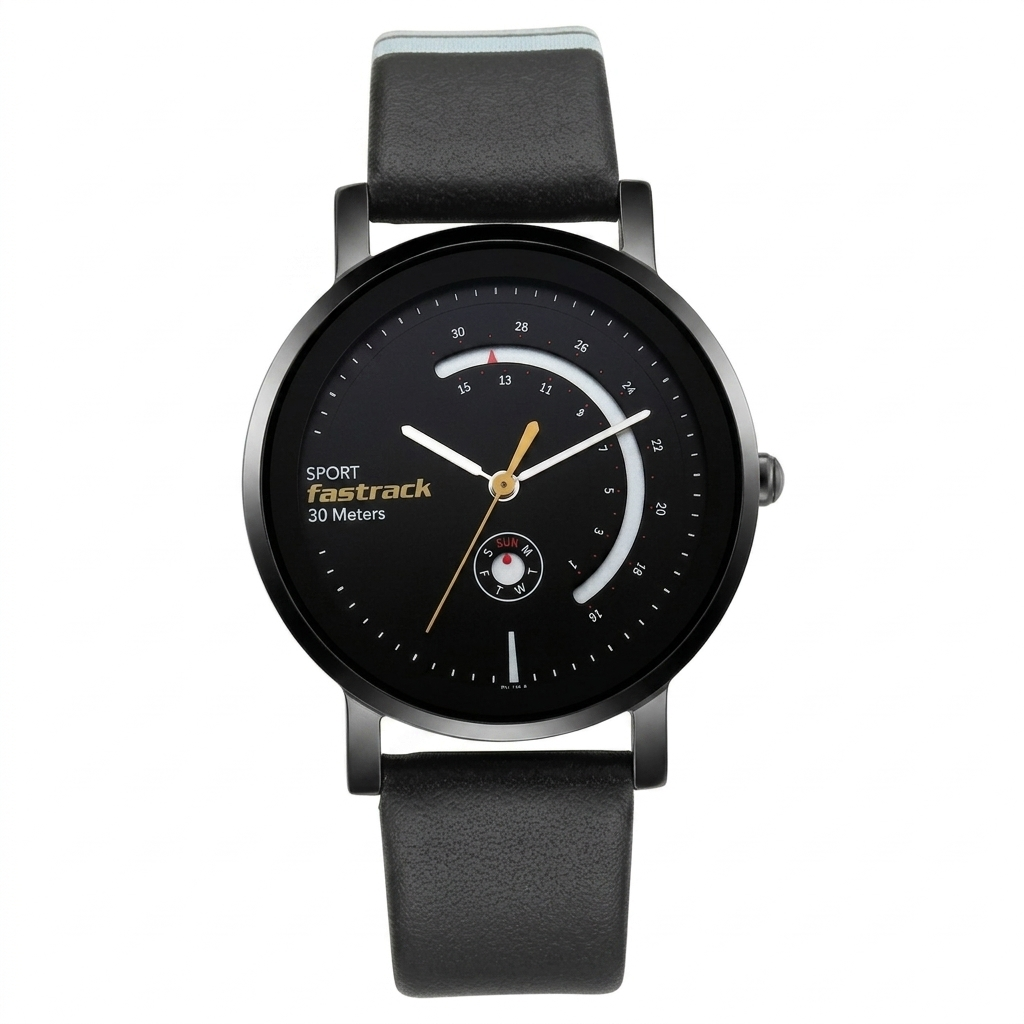 Fastrack 6172NL01 | Fastrack Wear Your Look Quartz Analog with Day and Date Black Dial Leather Strap Watch for Girls