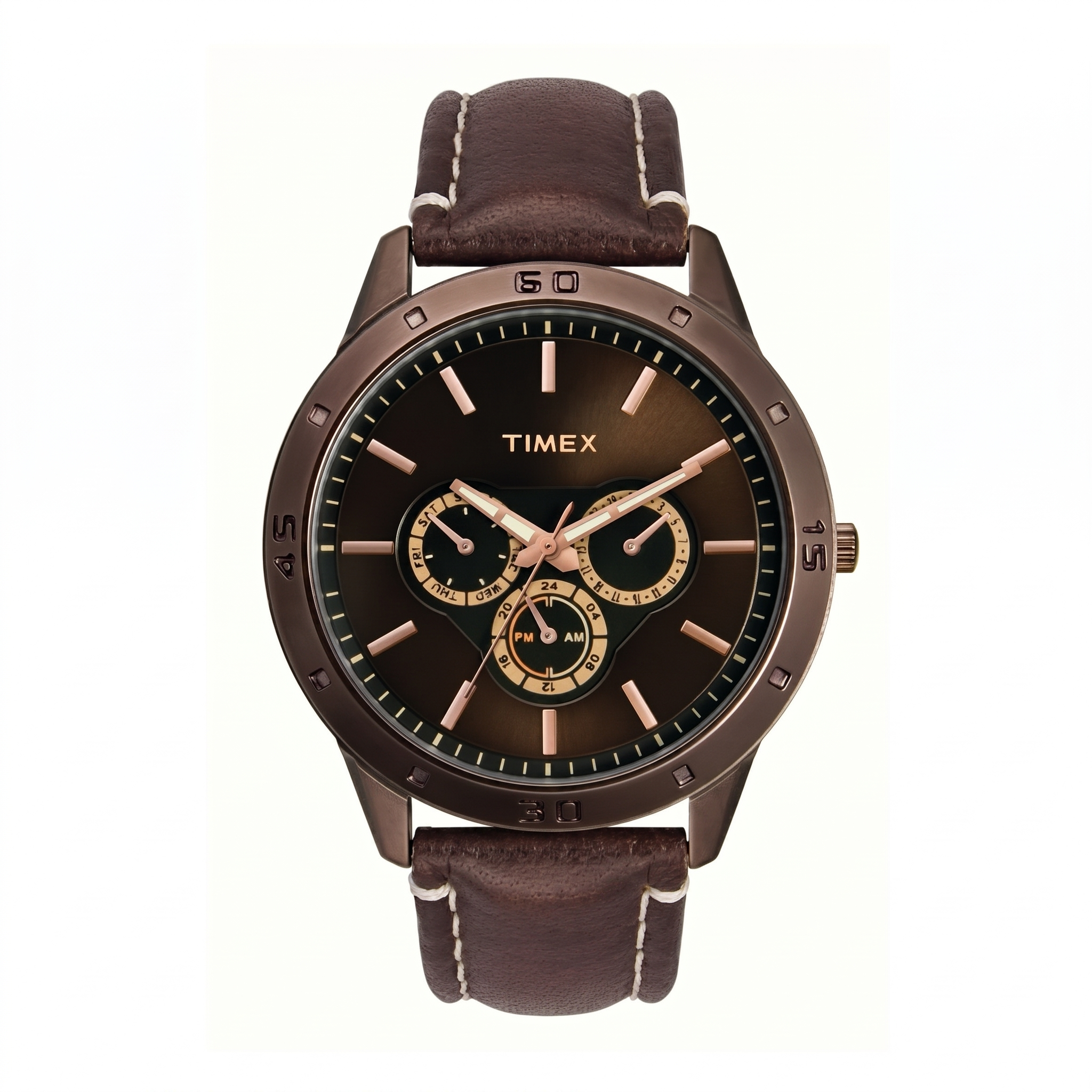Timex TW000U914 | Timex Fashion Men's Digital Brown Dial Round Case Multifunction Function Watch