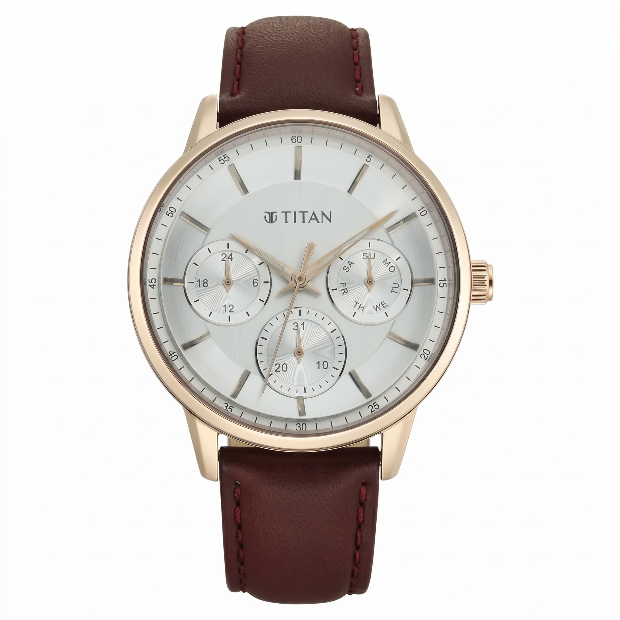 Titan 90133WL01 | Titan Urban Magic Silver Dial Quartz Multifunction Leather Strap watch for Men