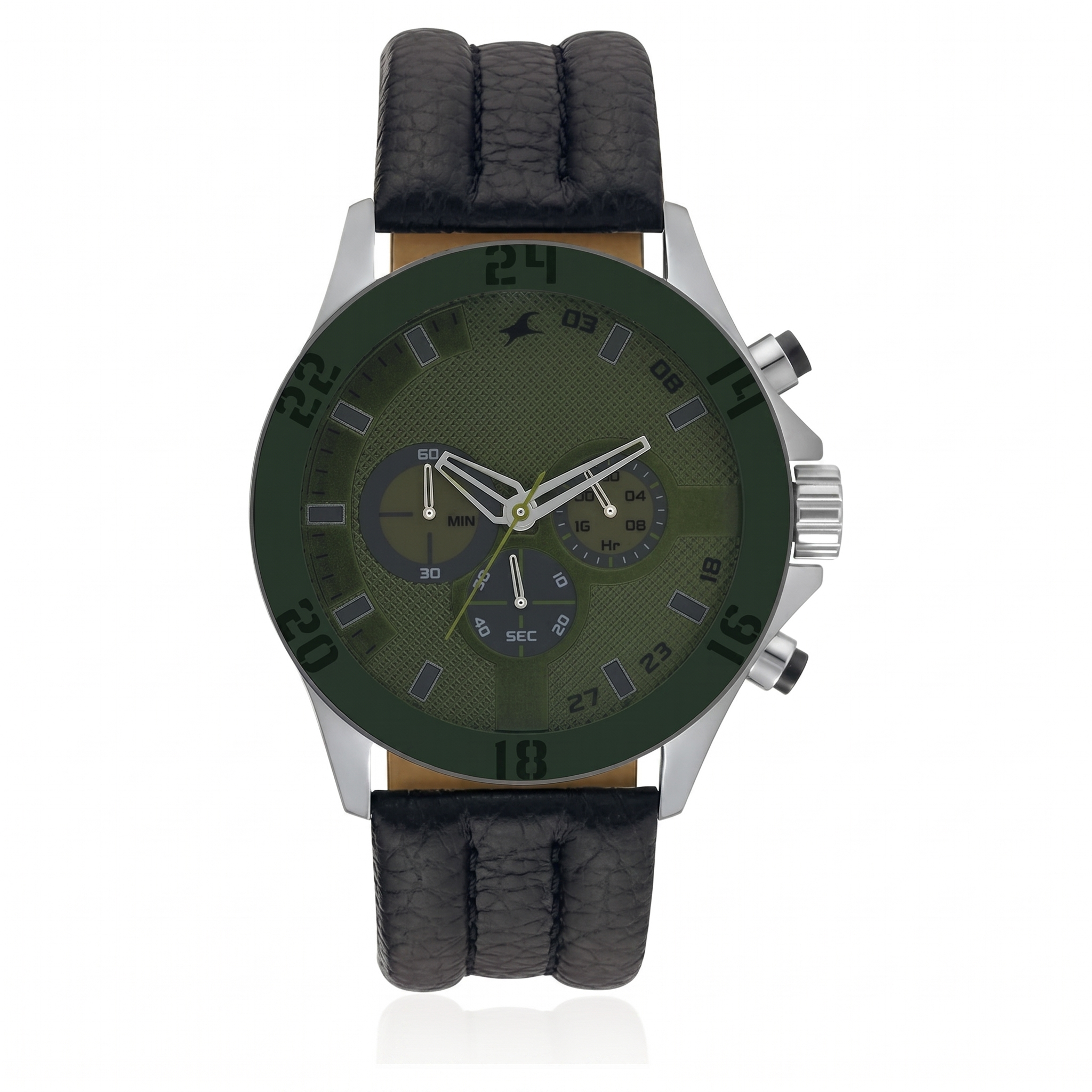 Fastrack 3072SL13 |  Fastrack Quartz Chronograph Green Dial Leather Strap Watch for Guys