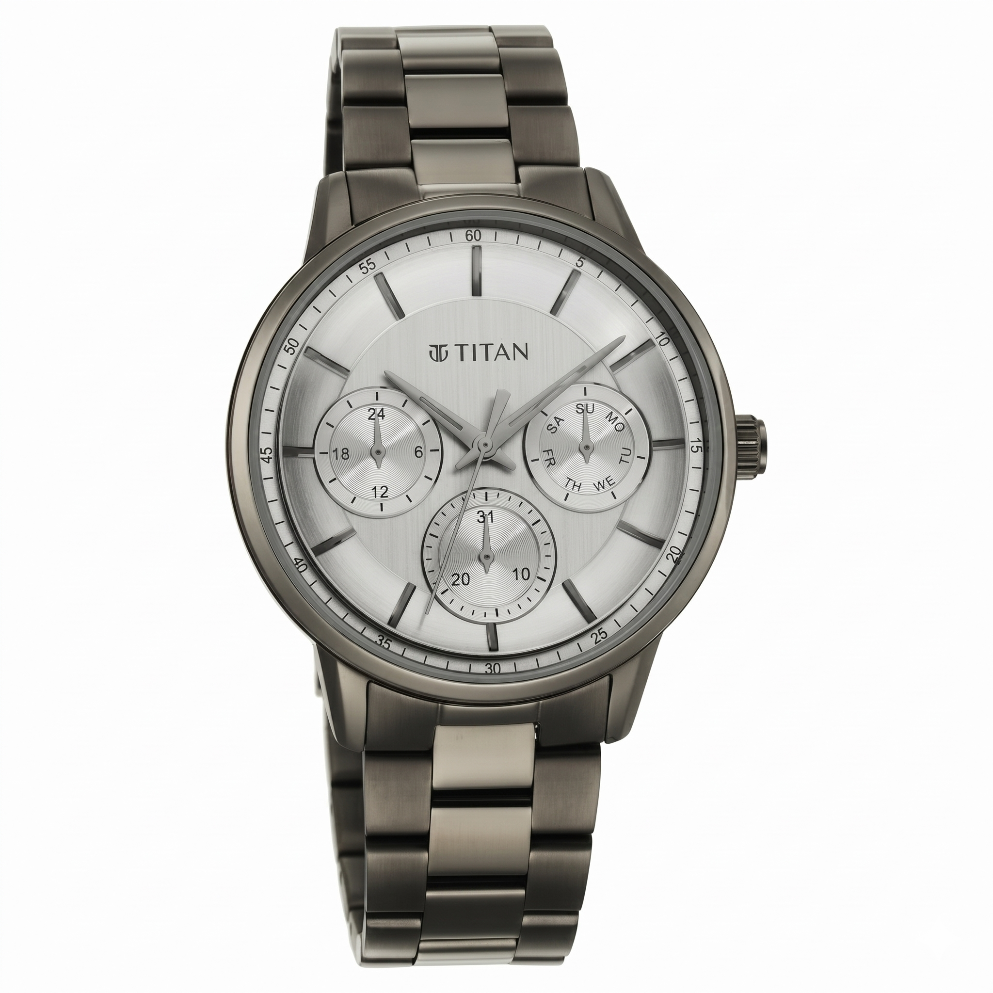 Titan 90133QM01 | Titan Urban Magic Grey Dial Quartz Multifunction Stainless Steel Strap watch for Men