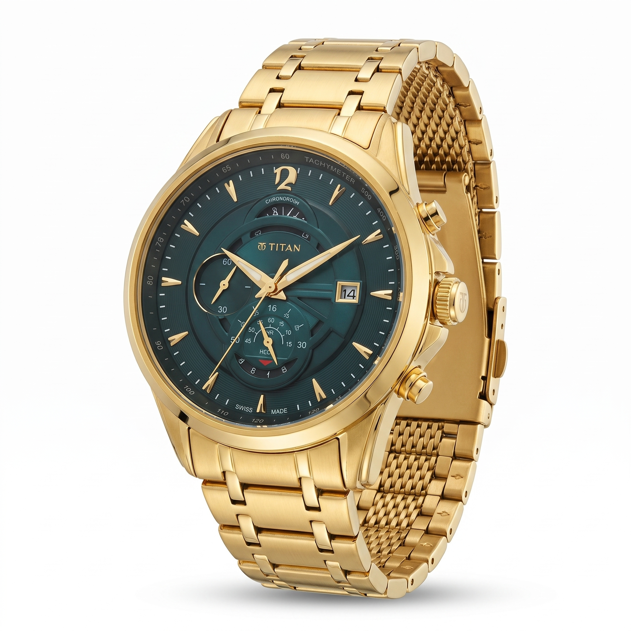 Titan 1830YM02 | Titan Regalia Premium Green Chrono Stainless Steel Strap watch for Men