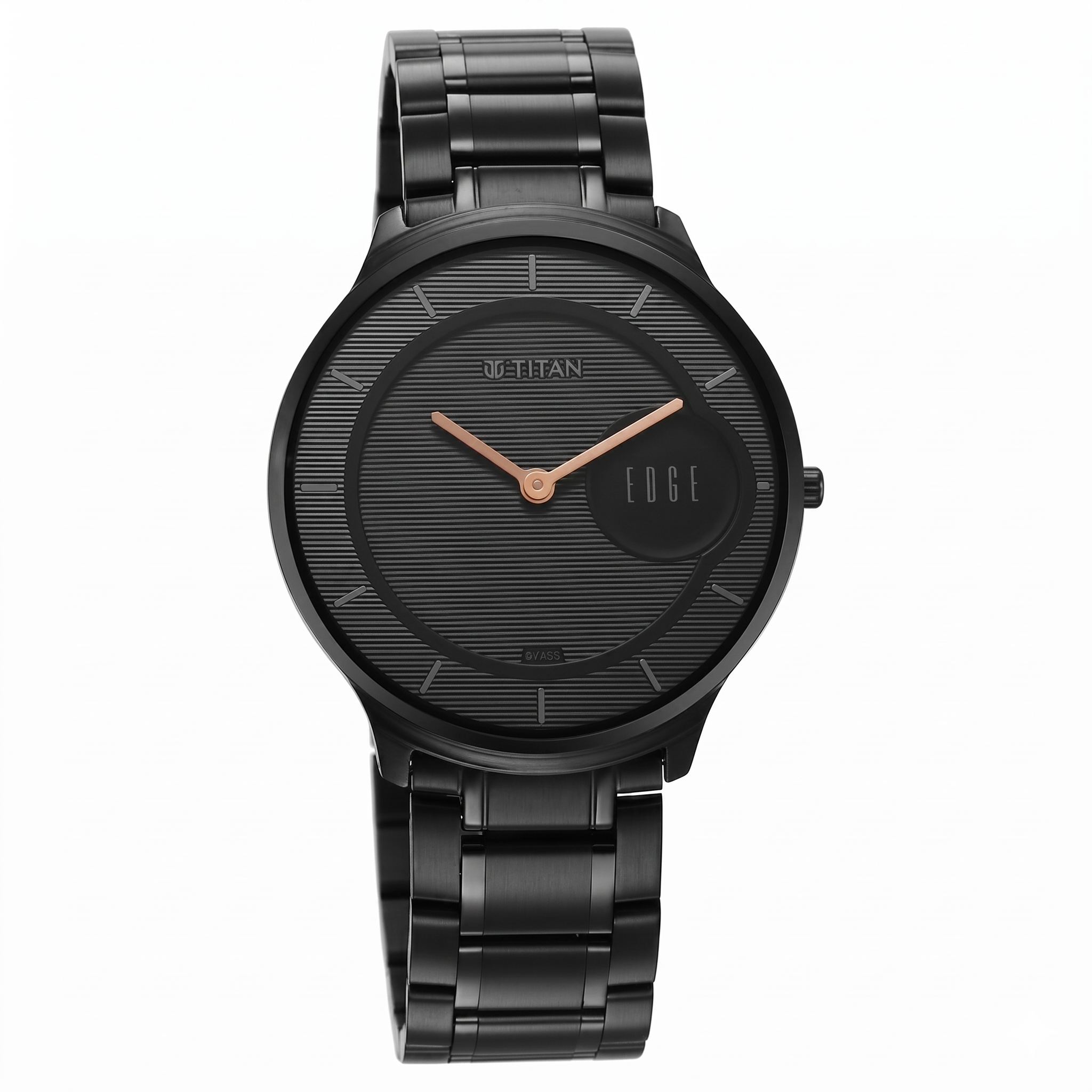 Titan 1843NM03 | Titan Edge Metal Black Dial Analog Stainless Steel Strap watch for Men