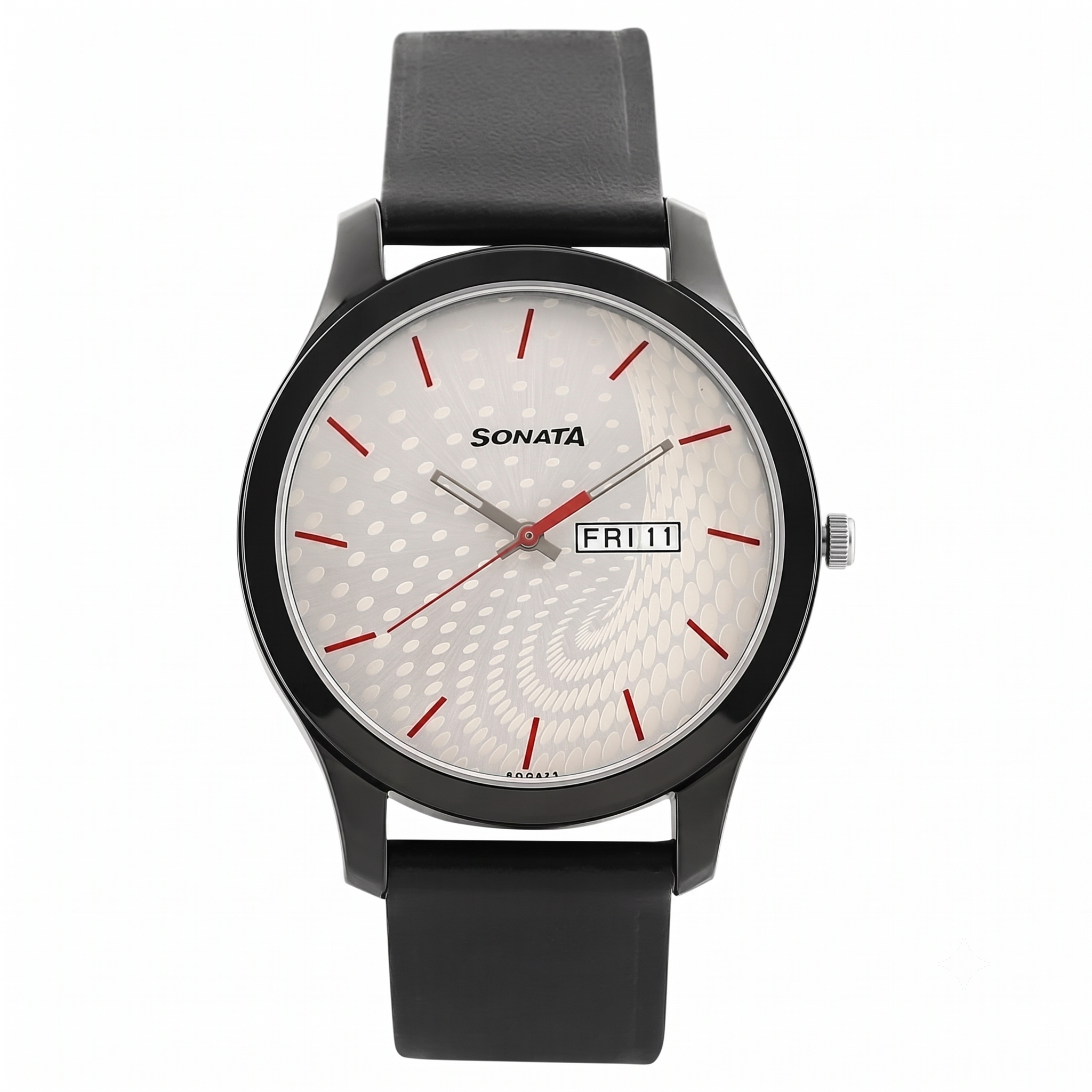 Sonata 77063NL02 | Sonata Nxt Quartz Analog with Day and Date Silver Dial Leather Strap Watch for Men