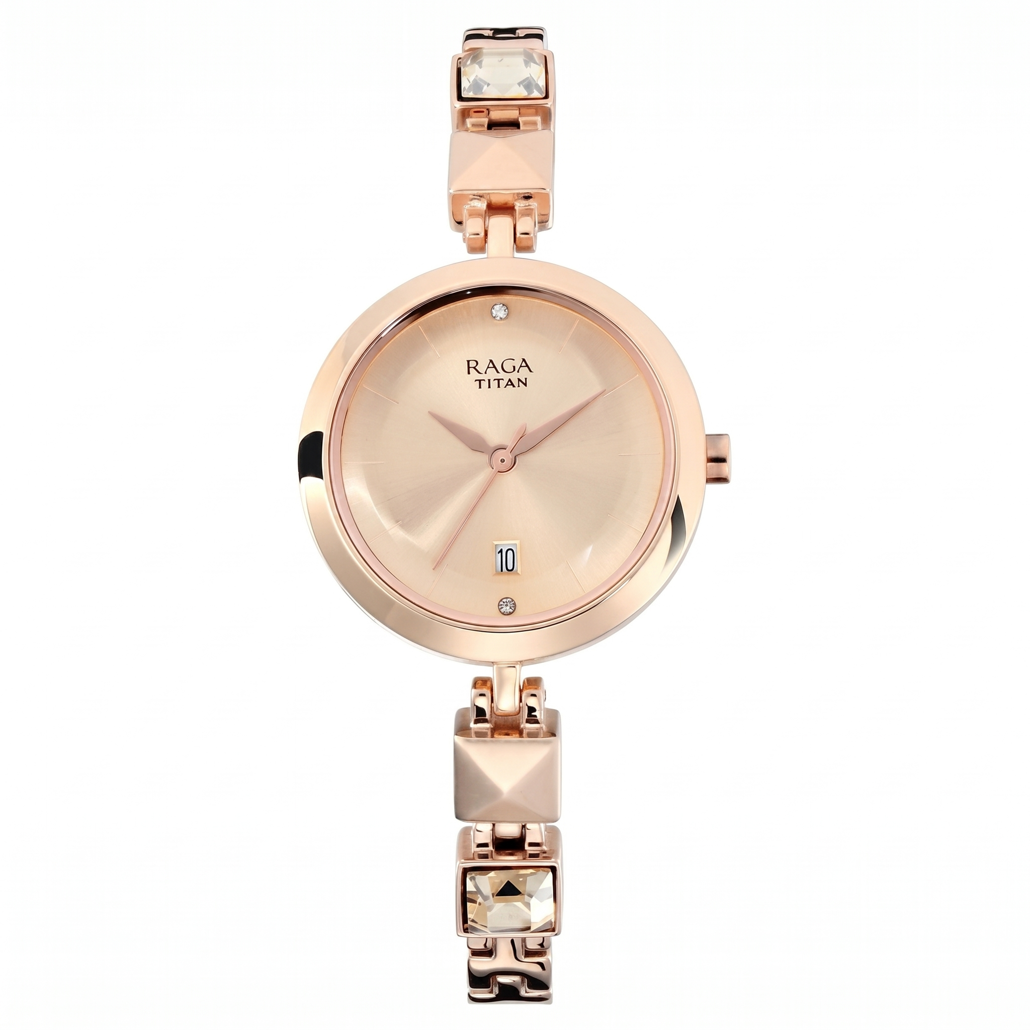 Titan 2606WM01 | Titan Raga Viva Rose Gold Dial Analog Metal Strap watch for Women