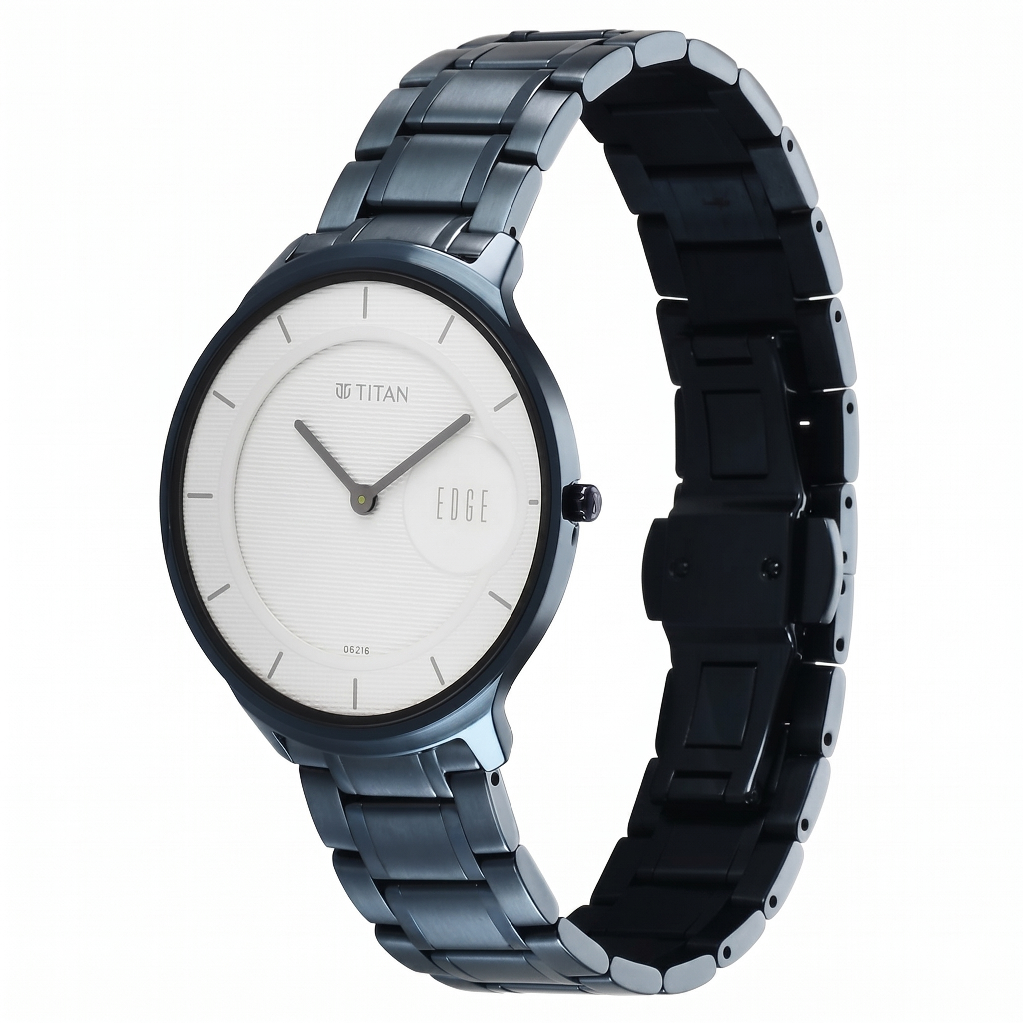Titan 1843QM04 | Titan Edge Murals Quartz Analog White Dial Blue Stainless Steel Strap Watch For Men