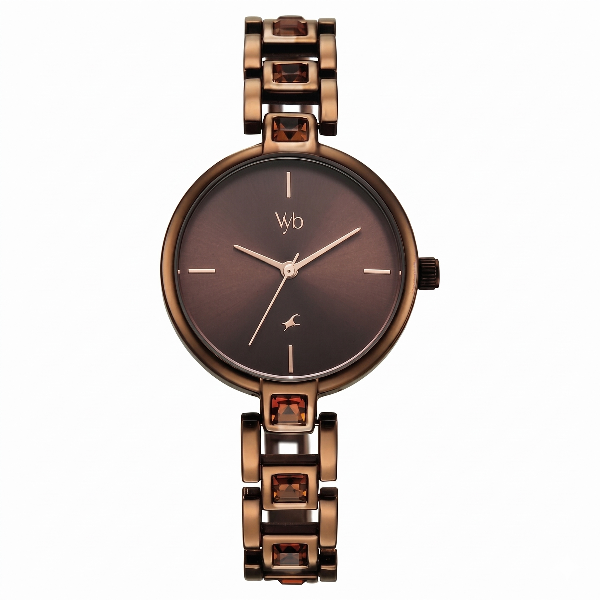 Fastrack FV60104QM01W | Vyb Manifester By Fastrack Quartz Analog Brown Dial Brown Metal Strap Watch For Girls