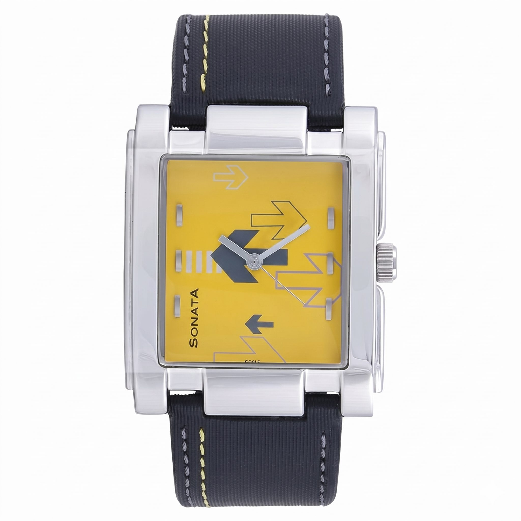 Sonata NJ7946SL01AC | Sonata Quartz Analog Yellow Dial Leather Strap Watch for Men